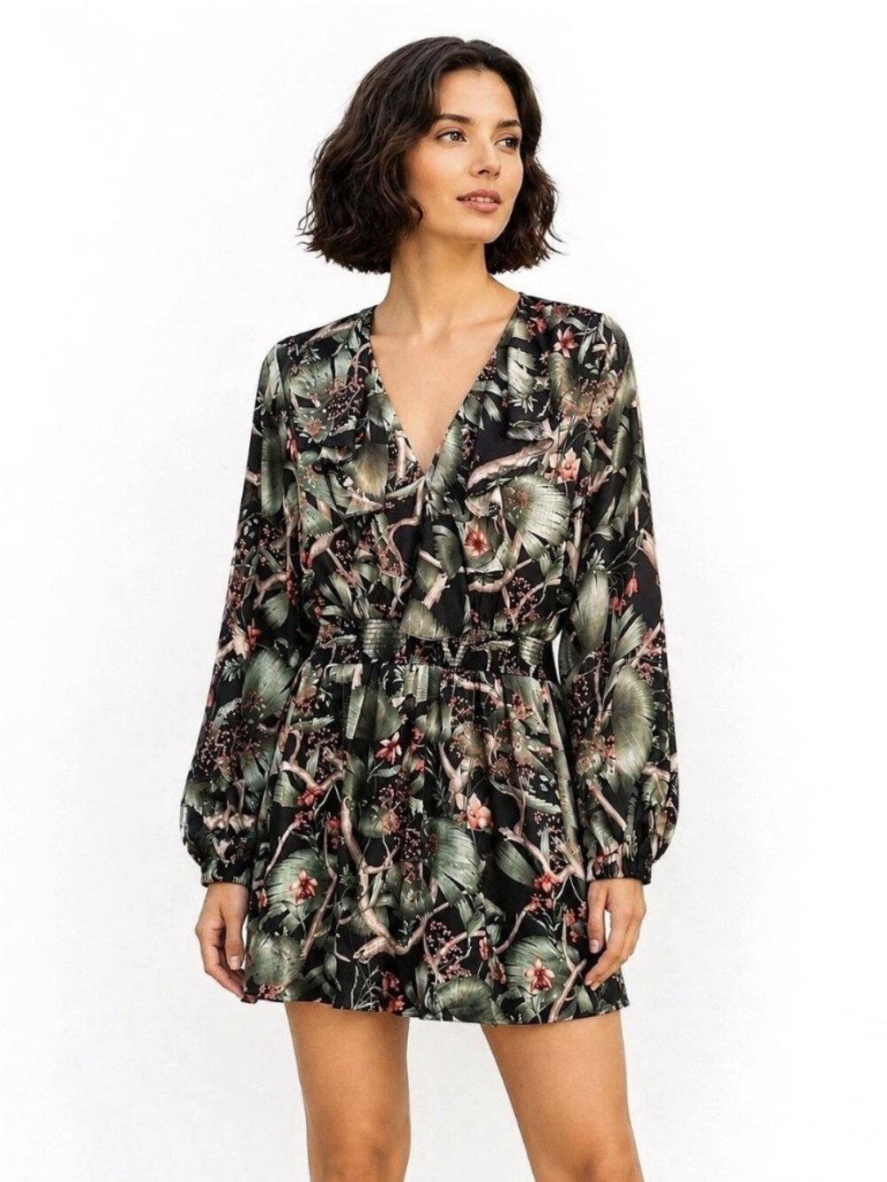Johanna Ortiz x H&M Floral Wrap Dress XS Black Green Pink NEW WITH TAGS